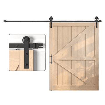 Nikcorp Sistem za drsna vrata Barn Door 366 cm, črno vodilo za loft stil, nosilnost 120 kg, komplet za montažo