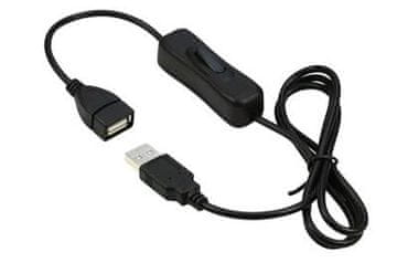 PremiumCord USB 2.0 podaljšek s stikalom, A moški- A ženski, 1 m, črn