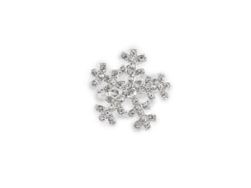 Broška s kristali snežinka - kristalno srebrna