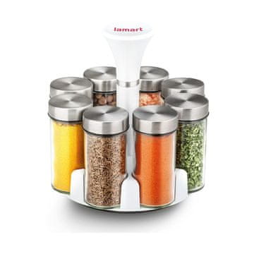 Lamart Lamart Erba LT7017 - Komplet 8 posodic za začimbe na vrtljivem stojalu