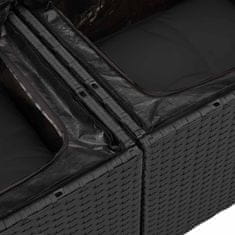 Vidaxl Vrtna sedežna garnitura 7 pcs Črna 55 x 62 x 69 cm Poly ratan