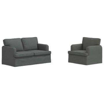 Vidaxl Kavčna garnitura 2 pcs Temno siva 144 x 80 x 85 cm blago