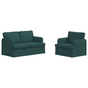 Vidaxl Kavčna garnitura 2 pcs Temno zelena 144 x 80 x 85 cm blago