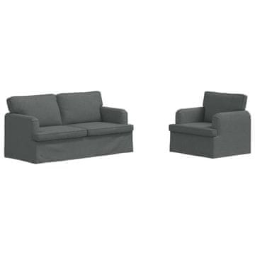 Vidaxl Kavčna garnitura 2 pcs Temno siva 162 x 80 x 85 cm blago