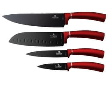 Komplet nožev s površino proti prijemanju 4 kosi Burgundy Metallic Line BH-2887