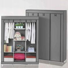 Dexxer XL prenosna omara s policami za oblačila 167cm s pokrivalom siva