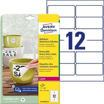 Avery Zweckform Zelo trpežne etikete Avery, 99,1 x 42,3 mm, bele