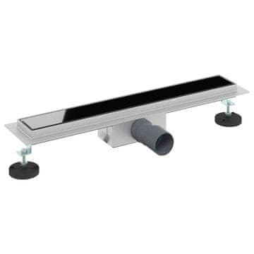 Vidaxl Odvod za prho s stekleno zaščito Črna 50 cm Nerjaveče jeklo 304