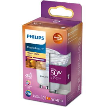 Philips LED GU10 Spot 3,8 W (50 W) z možnostjo zatemnitve WarmGlow 345 lm