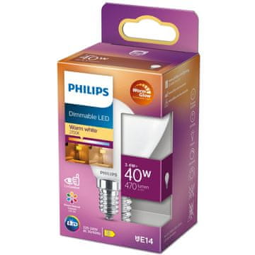 Philips LED E14 Globe 3.4W (40W) Frost Dim WarmGl 470