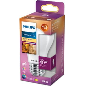 Philips LED E27 Normal 40W Frost Zatemnitev WarmGl 470lm