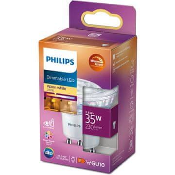 Philips LED GU10 Spot 35W zatemnitev WarmGlow 230lm