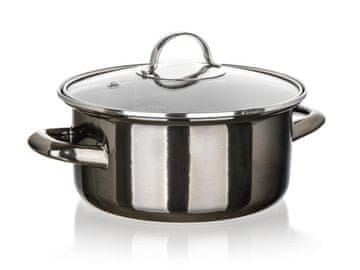 Banquet Lonec + stekleni pokrov premer 20cm 2l METALLIC Črna
