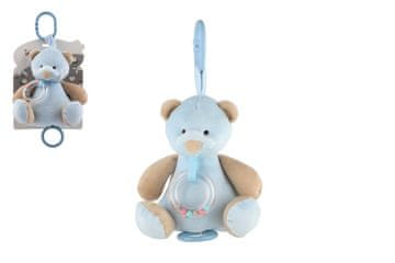 Teddies Medvedek plišasti 18cm obešalnik za otroško posteljico/ležišče nat. igrača stroj modra na kartici