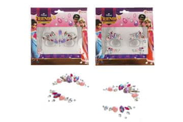 Teddies Dekoracija obraza diamantov/kamnov Princess plastic 2 vrsti v vrečki 18x17,5cm