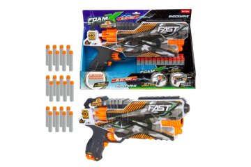 Pištola za naboje iz pene + naboji 24 kosov plastika 35 cm na baterije z zvokom