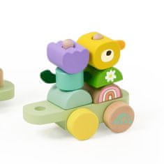 Vlak + 2 vagona džungelski leseni komplet za vleko 27 kosov 12m+