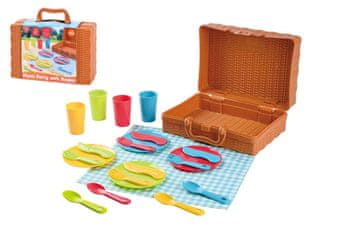 Košara za piknik s kompletom posod iz plastike 22 kosov 24m+