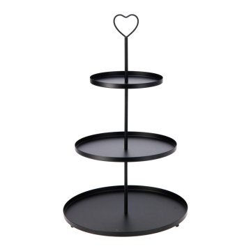 Pladenj 3 nadstropja okrogel kovinski.BLACK