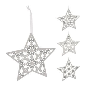 Dekoracija STAR 30cm lesena viseča BELA