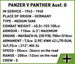 Cobi 2655 Druga svetovna vojna Panzer V Panther Ausf. G "Pudel", 1:28, 1133 k, 2 f