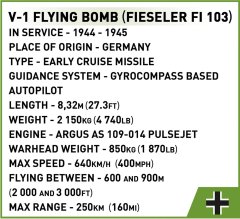 Cobi 3135 II. svetovna vojna V-1 leteča bomba FI 103, 1:35, 265 k, 2 f