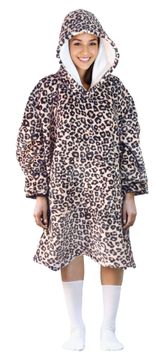 Cozy Noxxiez CH371 Leopard print - topla TV odeja s kapuco za najstnike in odrasle