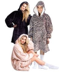 Cozy Noxxiez CH371 Leopard print - topla TV odeja s kapuco za najstnike in odrasle
