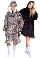 Cozy Noxxiez CH371 Leopard print - topla TV odeja s kapuco za najstnike in odrasle
