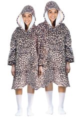 Cozy Noxxiez CH371 Leopard print - topla TV odeja s kapuco za najstnike in odrasle