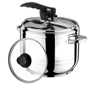 Tlačni lonec 5l AXIO iz nerjavečega jekla + stekleni pokrov