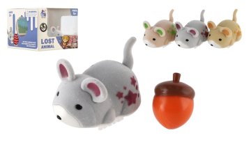 Veverica z želodom iz plastike 5cm na baterije 3 barve