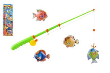 Teddies Igralna riba/ribič magnetna plastika 4 kosi + plastična palica 44 cm