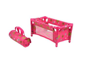 Teddies Kovinska/plastična zložljiva postelja za lutke v vrečki iz blaga