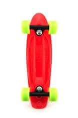 Teddies Skateboard - pennyboard 43cm, nosilnost 60kg kovinske osi, rdeča, zelena kolesa