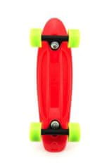 Teddies Skateboard - pennyboard 43cm, nosilnost 60kg kovinske osi, rdeča, zelena kolesa