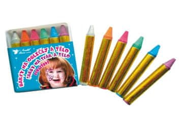 Barve za obraz in telo 6 kosov biserov v vrečki 6x7cm karneval