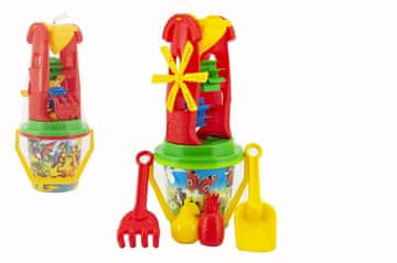 Teddies Komplet za pesek plastično vedro, mlinček z dodatki 4 barve v mreži 12m+
