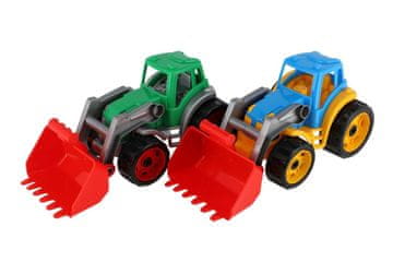 Teddies Traktor/nakladalnik/črpalka z vedrom plastika prosto gibanje 2 barvi 12m+
