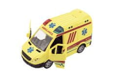 Teddies Ambulanca plastični avto 20cm na vztrajnik na baterijo z zvokom z lučjo