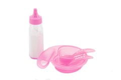 Teddies Sklop lutk plastična steklenica, skleda z jedilnim priborom na kartici