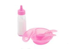 Teddies Sklop lutk plastična steklenica, skleda z jedilnim priborom na kartici