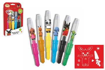 Bing Pihalni markerji Bunny 6 kosov s šablonami v škatli 12x19cm