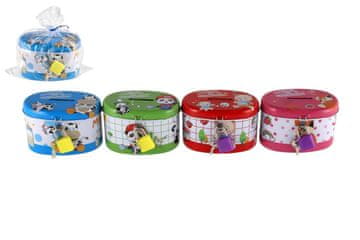 Teddies Kovinska škatla za zaklepanje ovalna 10x6cm