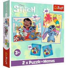 Trefl 3v1 Lilo Stitch: Srečen dan (2x sestavljanka + igra za spomin)