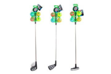 Teddies Komplet za golf 1 kos palice 60 cm + 4 kosi žogic kovina/plastenke 3 vrste