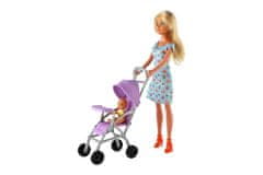 Teddies Anlily lutka 30cm z deklico in vozičkom + dodatki plastika