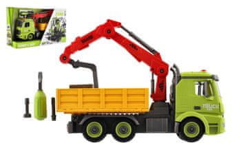 Teddies Plastična konstrukcija avtomobila 31 cm z roko za vztrajnik na bateriji. z zvokom z lučjo