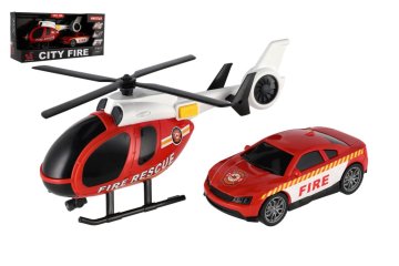 Teddies Helikopter, plastični gasilski avto na baterije s svetlobo in zvokom