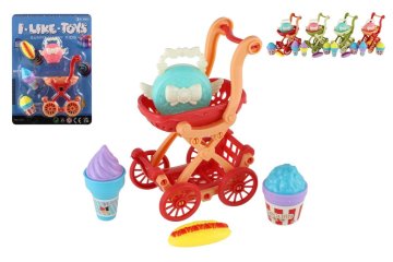 Teddies Mini voziček z dodatki iz plastike 9x13cm 4 barve na kartici